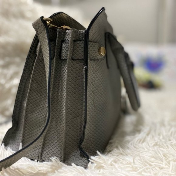 Large Gray Snake Skin Satchel - Picture 4 of 13